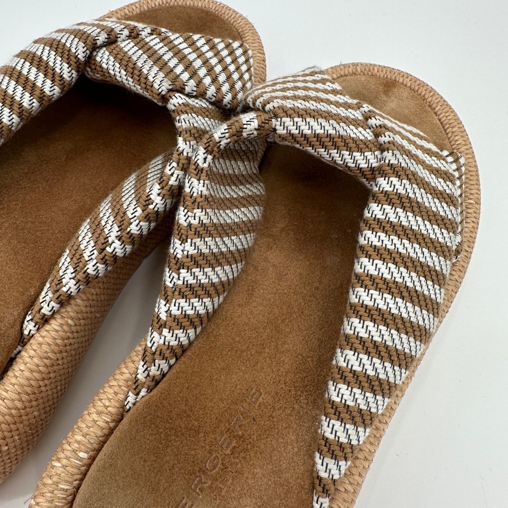 Clergerie Paris Womens Andrewti Platform Slide Sandals Brown White Striped 8.5 - Picture 9 of 9